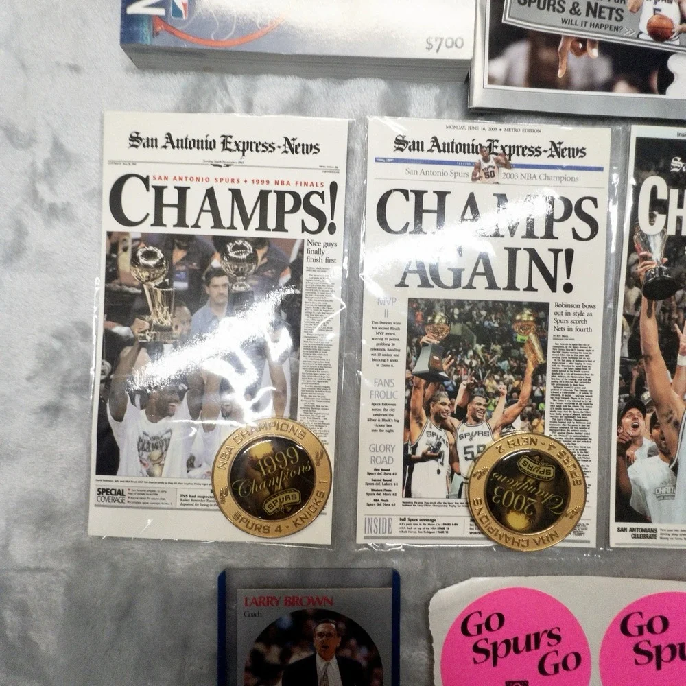 San Antonio Spurs Sports Memorabilia Championship Coins Magazines Stickers